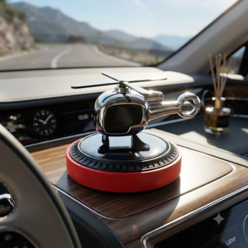 Image of Solar Powered Heilcopter Car Air Freshner & Perfume Diffuser, | Innovative Solar-Powered Design Refreshing Fragrance