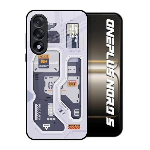 Image of Designer Tempered Glass Back Case Cover Compatible with OnePlus Nord 5 5G | Tech Savvy