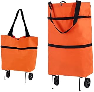 RCCER RCCER 2 in 1 Foldable Shopping Cart Portable Collapsible Shopping Bag with Wheels Lightweight Waterproof Rolling Shopping Bag Trolley Tote Bag Stair Climbing Cart for Traveling Shopping