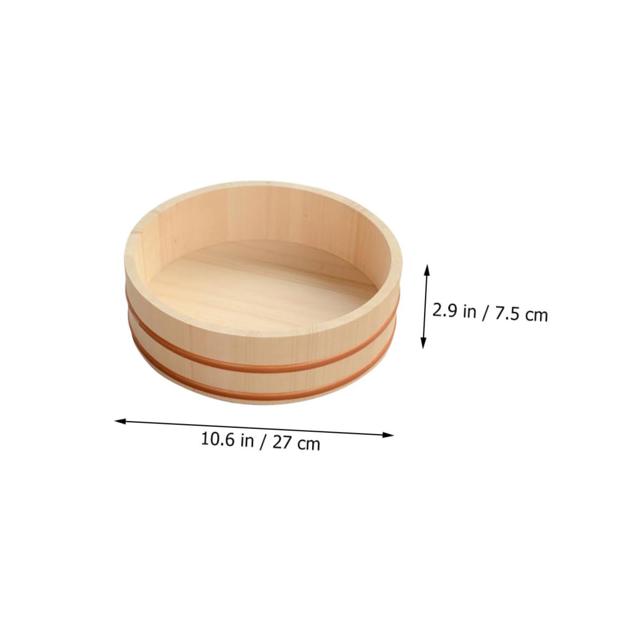 PRETYZOOM Seau à Riz à Sushi Plateau de Service en Bois et Cuivre Rond Absorbe L’humidité du Riz, Refroidit Vite, pour Restaurant ou Maison