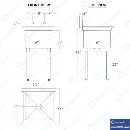 Image of Stainless Steel Prep & Utility Sink | 304 Stainless Steel | Restaurant, Kitchen, Laundry, Garage (Bowl Size: 18 inch x 18 inch + Faucet)