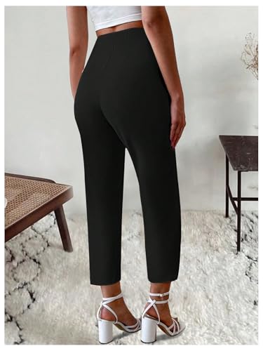 Floerns Women's High Waisted Pleated Straight Leg Pants Business Work Dressy Trousers3