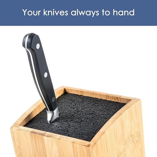 Ceppo portacoltelli senza coltello in legno (marrone bambù, quadrato obliquo) - immagine 6