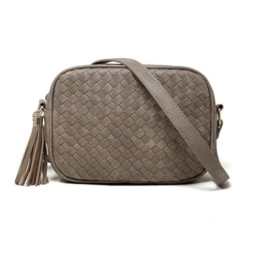Image of AFKOMST Woven Crossbody Bag, Small Summer Purse and Boho Bag for Women | Vegan Leather, Roomy Space, 2.3L Capacity, fits iPad mini /Long Wallet /Kindle, Versatile for Daily Use /Casual /Date /Office