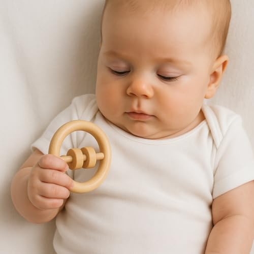 Image of Shark Doo Doo Neem Wood Baby Teether Combo of 3 Rattle | Organic & Handcrafted | Chemical-Free, Paint-Free, Antibacterial Teething Toy for Babies