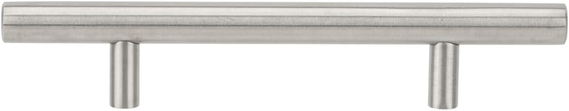 Richelieu Hardware BP3487105170 Tivoli Collection 4 1/8-inch (105 mm) Center-to-Center Brushed Stainless Steel Modern Cabinet and Drawer Pull Handle for Kitchen, Bathroom, and Furniture