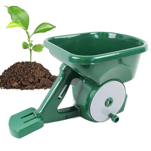Broadcast de manivela – Herramienta de sembradora de jardín, manos verdes ABS, esparcidor de cal de abono de sal ligero ajustable, rociador manual de mantenimiento de patio, para sembrar, sembrar