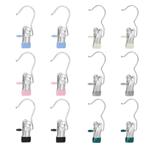 洗濯バサミ【12個入り】ハンガー モノクリップ 洗濯ばさみ ステンレスピンチ 洗濯バサミ ステンレス洗濯クリップ 布団ばさみ クリップ 洗濯物干 洗濯ピンチ ノンスリップ 多用途のフック 多機能 物干しロープ 防風タイプ 多用途