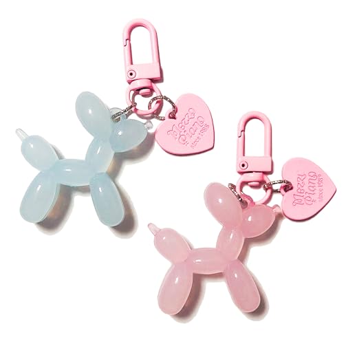 HOLAOCT Lindo llavero de perro de globo de gelatina para mujer, llavero Kawaii para...