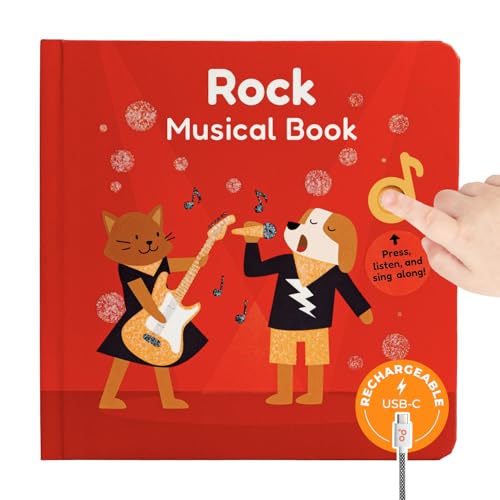 Image of Cali's Books Rock Music Books for Toddlers 1-3 - Singing Button Sound Board Book for 2 Year Old Children, Musical Toddler Rock Songs Toys, 18 Month Interactive Learning Toy, USB-C Rechargeable