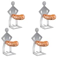 JHXhhthongtong 4 Stück Wurst Grillgestelle, Grillwursthalter Aus Edelstahl, Lustiger BBQ Hotdog Halter, Kreativer Stehender Mann Wurst Grillständer, Hot Dog BBQ Tools Für Outdoor Camping Kochzubehör