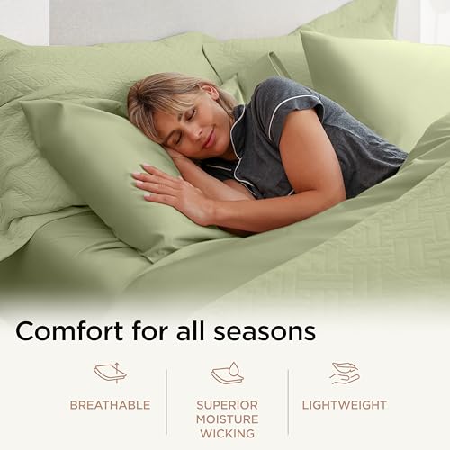 Threadmill Luxury Cotton Blankets for Twin Size Bed | All-Season 100% Cotton Twin Blanket for Bed | Criss Cross Jacquard Lightweight, Soft & Cozy Coverlet, 350GSM, 68 x 90 inches | Sage Green