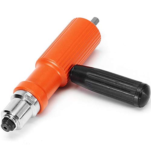 Wyy Multifunción Pistola eléctrica Nut, actualizado eléctrica remachado Tuerca Pistola, Remachadora sin Cable, Adaptador Taladro eléctrico Instrumento de la Madera (Color : Orange)