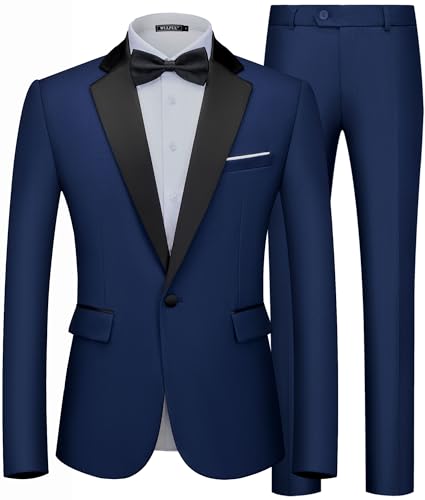 WULFUL Men's Slim Fit Suit Set Tuxedo Outfit