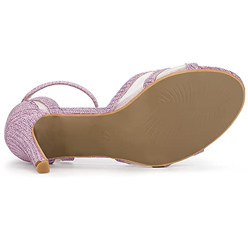 Image of Allegra K Women's Glitter Ankle Strap Stiletto Heels Sandals