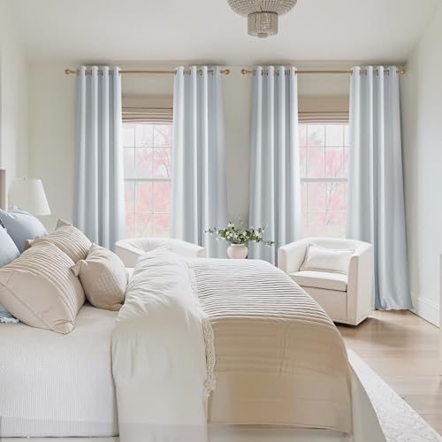 Image of NICETOWN Greyish White Ring Top Panels - Thermal Insulated Shades for Nursery, Kids Room, Yard, Closet, Garage - Breathable Fabric, Privacy Assured, 2 Panels, W52 x L95