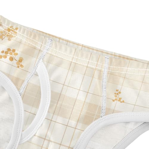 KLL Check Pattern Beige White Toddler Boys' Cotton Boxer Briefs Breathable Undies4