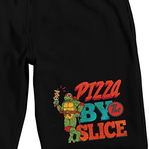 Teenage Mutant Ninja Turtles Pizza by The Slice Men's Black Sleep Pajama Shorts2