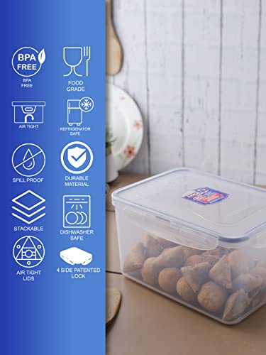 Image of LocknLock Airtight Fridge Containers With Lid 3100ml, Leak Proof, BPA Free Plastic Food Container For Kitchen Storage | Microwave Safe| Fresh Fruits,Vegetables Containers for Fridge Organizer