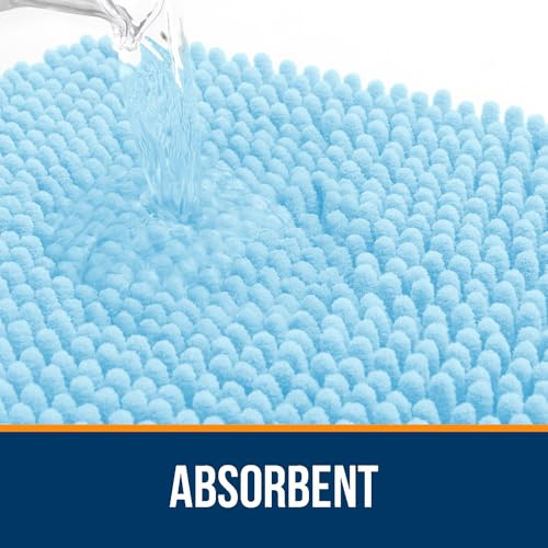 Image of OLANLY Large Bathroom Rugs 44x32, Extra Soft Absorbent Chenille Bath Rugs, Rubber Backing Quick Dry, Machine Washable Bath Mats for Bathroom Floor, Tub and Shower, Home Decor Accessories, Sky Blue