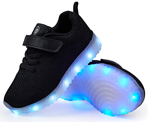 Aosifu Kids Light Up Shoes Toddler Girls Boys Breathable Led Flashing Sneakers Usb Charge A-Black26 thumb #4