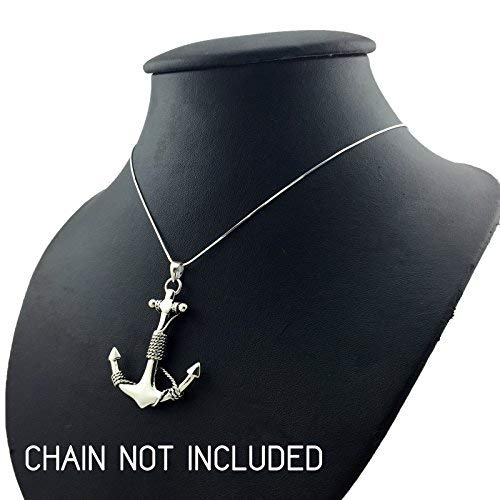 WithLoveSilver 925 Sterling Silver 40mm Charm Rope Anchor Pendant3