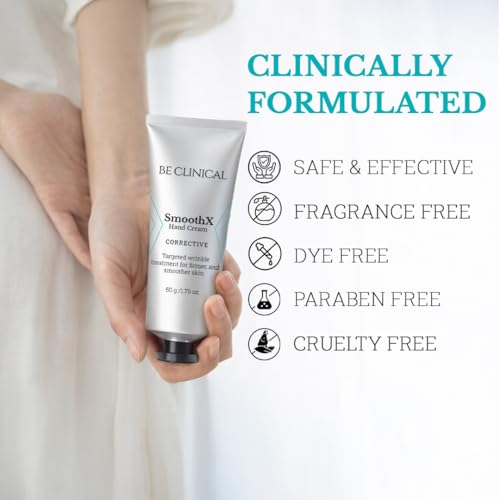 Image of Be Clinical SmoothX Hand Cream | Reduces Wrinkles, Skin Sagging and Hydrates Hands | Matrixyl Synthe'6, Cyclopeptide-5, Hyaluronic Acid, Niacinamide
