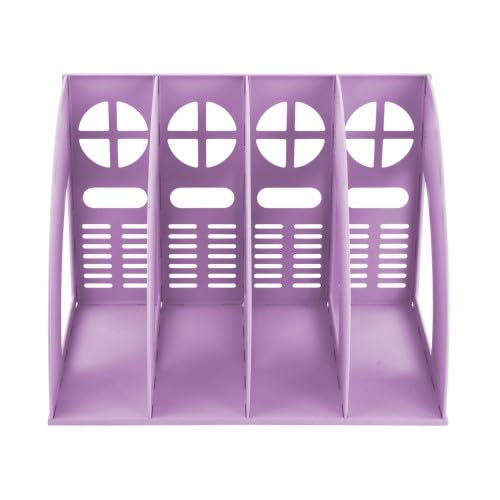 Schreibtisch-Ordner, Ordner Organizer a4, Stehordner, 4 Fächer, Zeitschriftenhalter, Zeitschriften-Kunststoffhalter, File Organizer Shelf Bücher Organize für Dokumente, Aufbewahrung (Lila)