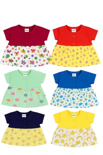 Image of Baby Girl Cotton Frock Dress Half Sleeves Knee Length fit and Flare Frock jhabla Regular fit top