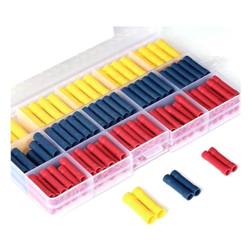 Sxmrmnx Juego de 200 conectores de crimpado de empalme a tope, conectores de crimpado de cable de 10-22 AWG, kits de terminales rojo, azul y amarillo