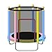 Tavolo da salto rotondo per trampolino con recinzione di sicurezza Net Sping Pad Combo Bounding Bed Trampoline Attrezzature per il fitness - Interno o esterno,120cm-Colorful