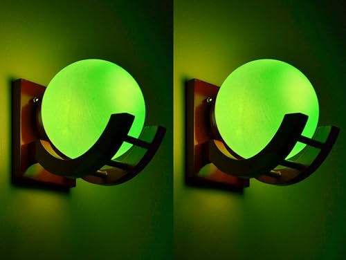 Image of Traditional Indoor Wall Light Wall Lamp Wood Light for Home Decoration,Living Room,Indoor Outdoor (Brown) Globe Shape Wooden 5 to 80 Watts E27 Holder(Bulb not Included) Pack of 2