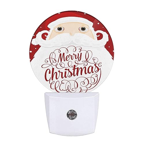 Image of Merry Christmas Decorative Night Light Cartoon Santa Claus Long Beard Snowflakes Plug-in Nightlight Energy Saving 0.5W LED Lighting for Boys Girls Men Women