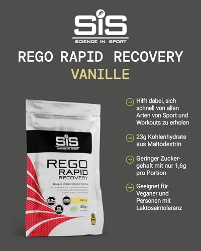Science in Sport Rego Rapid Recovery Pulver 500g vegan Vanille - Regenerations Drink Pulver mit Kohlenhydraten, Proteinen, Elektrolyten, Vitaminen und Mineralien, Unterstützt effektives Training