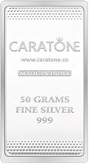 CARATONE 999 Purity Silver Bar 50 Grams With Premium Packaging Perfect for Gifting or Investment.