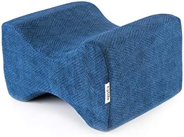 Eylife Orthopedic Knee Pillow for Sciatica Nerve Relief, Back, Hip, Leg, and Joint Pain, Leg Support, Spine Alignment, Pregnancy - Memory Foam Wedge Contour with Washable Cover - Blue