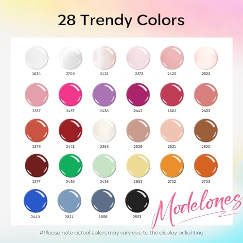 Image of modelones 32 PCS Gel Nail Polish Set, 28 Colors Jelly Nude Gel Polish with No Wipe Base Coat, Glitter & Glossy & Matte Top Coat Translucent Pink White Brown Soak Off LED Nail Art Kit Salon at Home