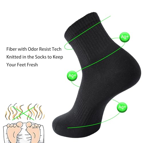 Image of Womens Anti Odor Seamless Breathable Moisture Wicking Cotton Ankle /Crew Running Hiking Dress Socks,Size 6-10