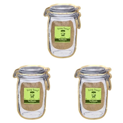 Image of Being Bania Premium Tea Masala - 100% Natural Ingredients | 100g in Pouch | 7 Spices | No Preservatives | Immunity Booster | Helps in Cold & Cough | Indian Chai Masala Powder (Pack of 3)