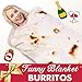 Jorbest Burrito Tortilla Throw Blanket Birthday Gifts for Women Men Teen Boys Girls, Novelty Tortilla Food Blanket Funny Gifts for Adult Kids, 285 GSM Soft Flannel Taco Blanket (Yellow, 80 inches)