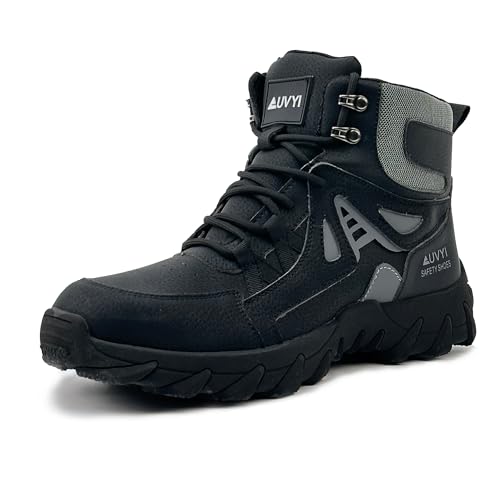 Waterproof Work Boots For Men - Steel Toe Boots Durable Comfortable Wide Toe Safety Shoes with Slip & Oil Resistant Outsole,Indestructible Construction