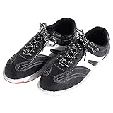 ZHENSI Bowlingschuhe Für Herren Sportliches Leder Schnürung Leichte Atmungsaktive Puffermode,Schwarz,45 EU