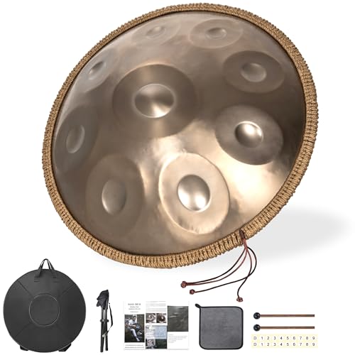 Handpan instrument de percussion 440 Hz dorée 55cm avec sacoche de transport de qualité
