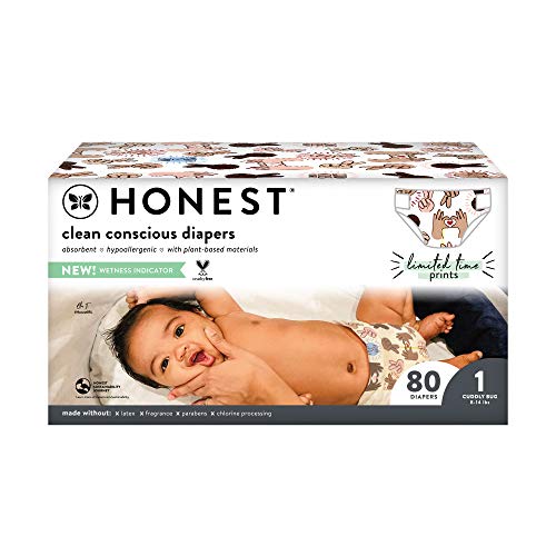 Image of The Honest Company Club Box, Clean Conscious Diapers, Spring Seasonal - Peace by Peace, Size 1, 80 Count (Packaging + Print May Vary)