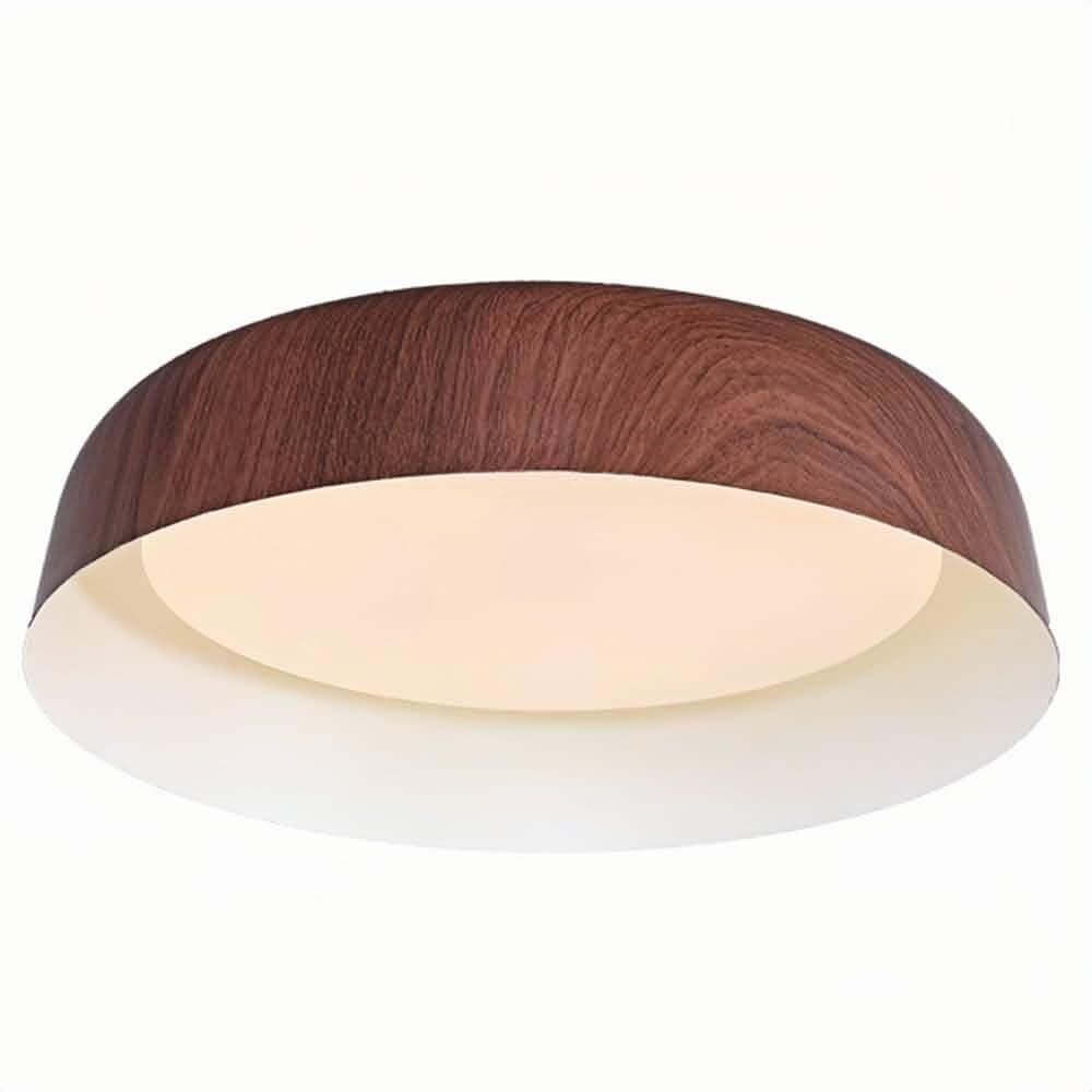 LUOYAOB Japanese Minimalism Round Wood Grain Ceiling Lights Acrylic Shade Flush Mount Ceiling Lamps Iron Body Three-Color Mode Ceiling Light Fixture for Bedroom(Wood Grain)