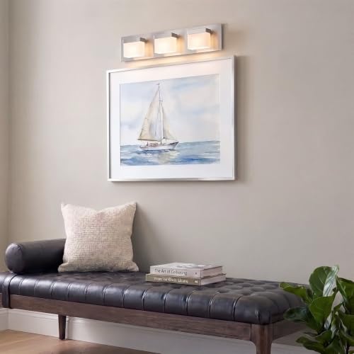 Image of Kira Home Everett 24 inch Modern Integrated LED 3-Light Bathroom Vanity Light