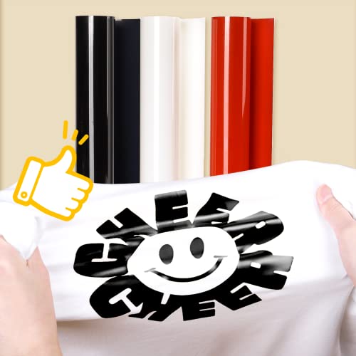 Yilnato Heat Transfer Vinyl Red Black And White Htv Rolls - 12" X 20Ft Htv Vinyl For Shirts, Iron On Vinyl For Cricut & Cameo - Easy To Cut & Weed For Heat Vinyl Design #TOP5