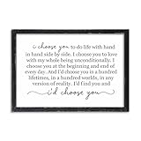 I Choose You To Do Life Sign Wall Decor 16X11 Inch Bedroom Marriage Quote Romantic Love Art Wood Framed Modren Home Wedding Artwork Love Vow Newlywed Wall Hanging (Black)