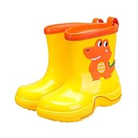 Toddler Kids Reflective Stripes Rain Boots Non Slip Waterproof Rubber Boots In 3D Patterns For Boys Green Rain Boots (Yellow, 10.5 Little Child)