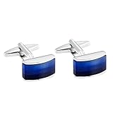 Men’s Cufflinks with Stainless Steel Metal and Blue Opal Agate